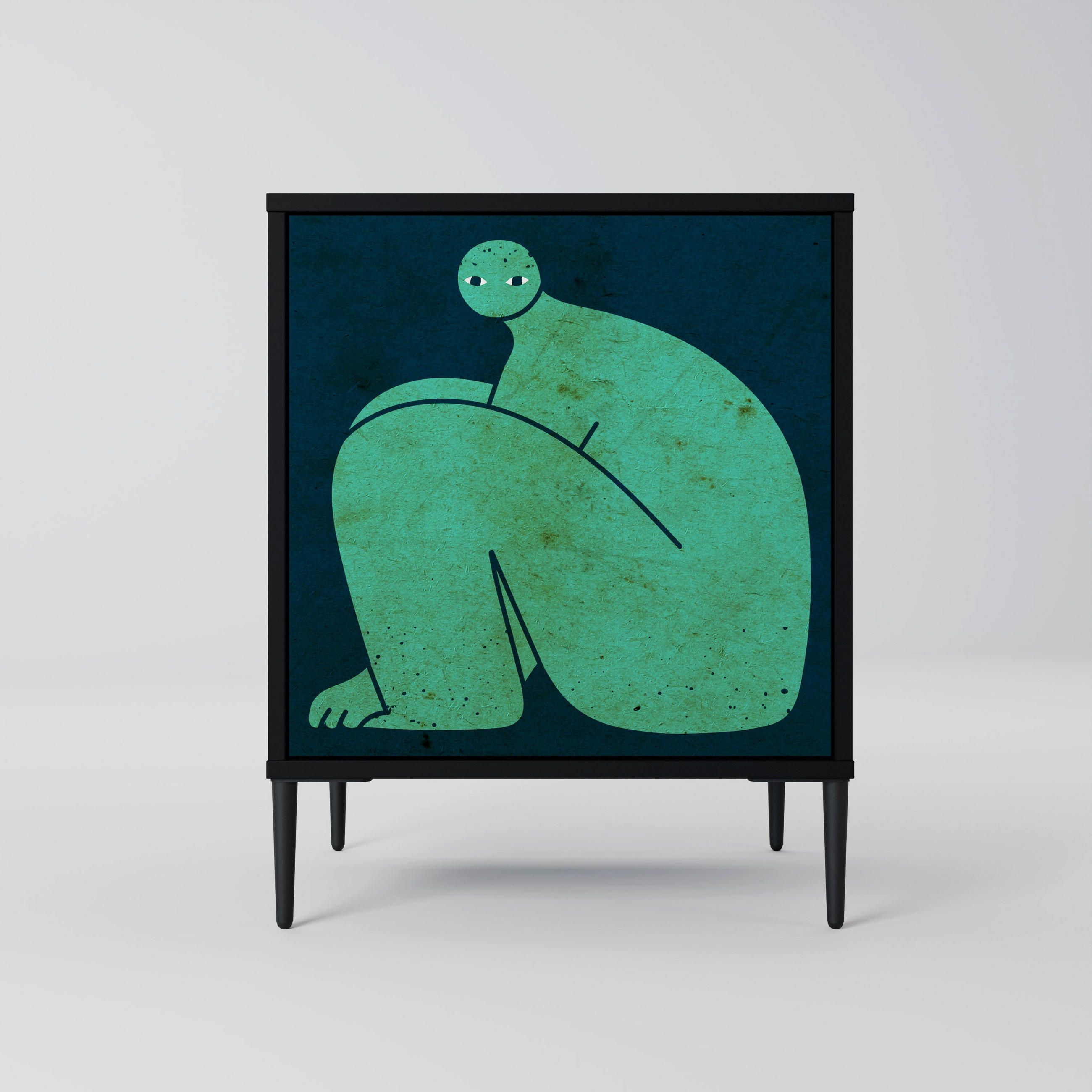 SIDEBOARD TOGETHER BUT SEPARATELY, Schwarz, 57,5x42x72,5 cm, Schwarze Metallfüße - Multicolor/Schwarz, Holzwerkstoff/Metall (57.5/72.5/42cm) - SpaceRebels