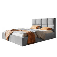 BETT 160x200 - Polsterbett mit Bettkasten und Holzrahmen - Modern Betten - Glatter Kronos-Stoff - Kollektion Roma, grau - Grau, Holz/Textil (160/200cm) - Alpi-Möbel