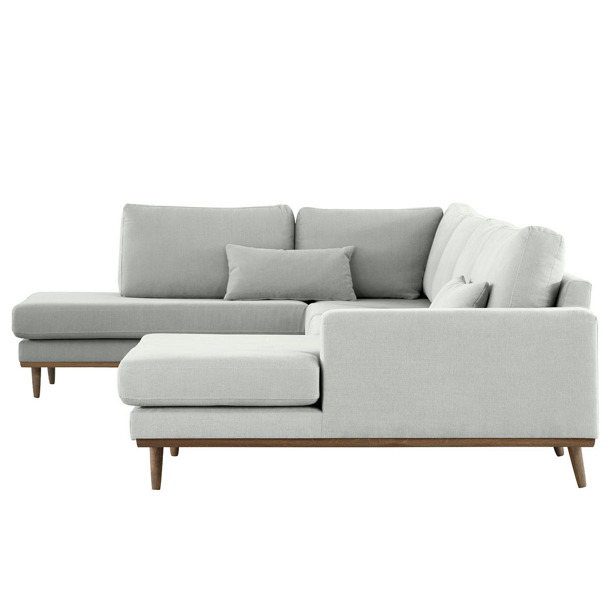 WOHNLANDSCHAFT mit Longchair - Eichefarben/Grau, Naturmaterialien/Eichenholz (371/81/219cm) - home24