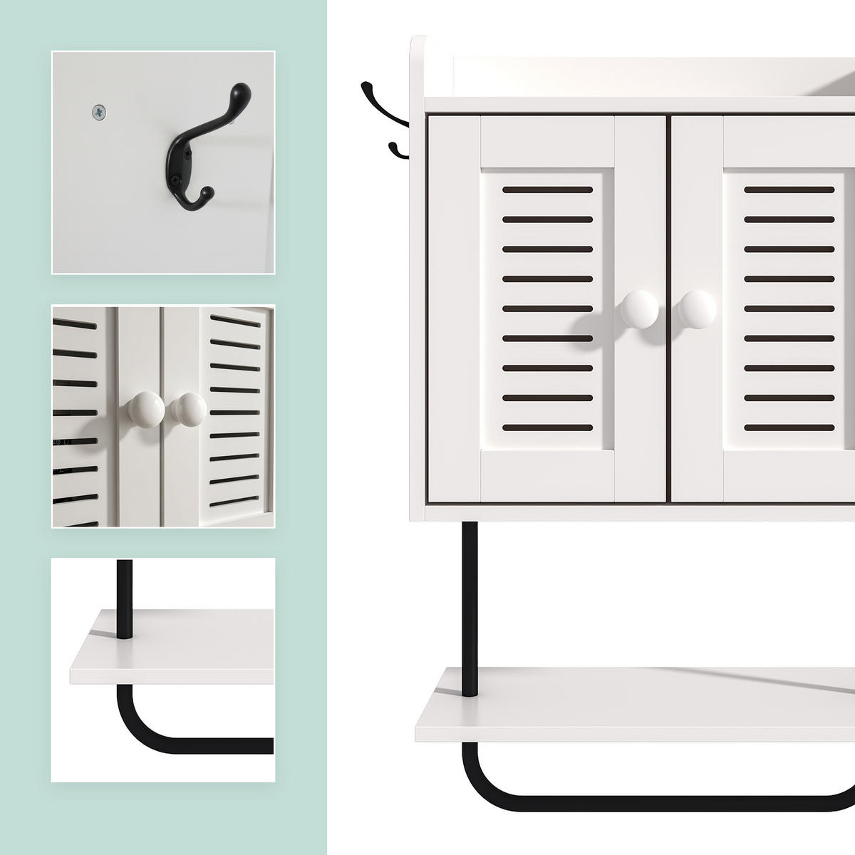 ZÁVĚSNÝ skříň - bílá, kov/kompozitní dřevo (40/61/17.5cm) - Relaxdays