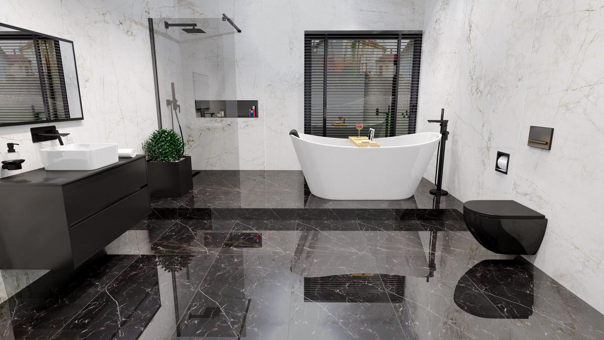 DUSCHTRENNWAND Ketil transparent/schwarz, 8 mm, 120/195 cm - Schwarz, Glas (120/195cm) - bad land