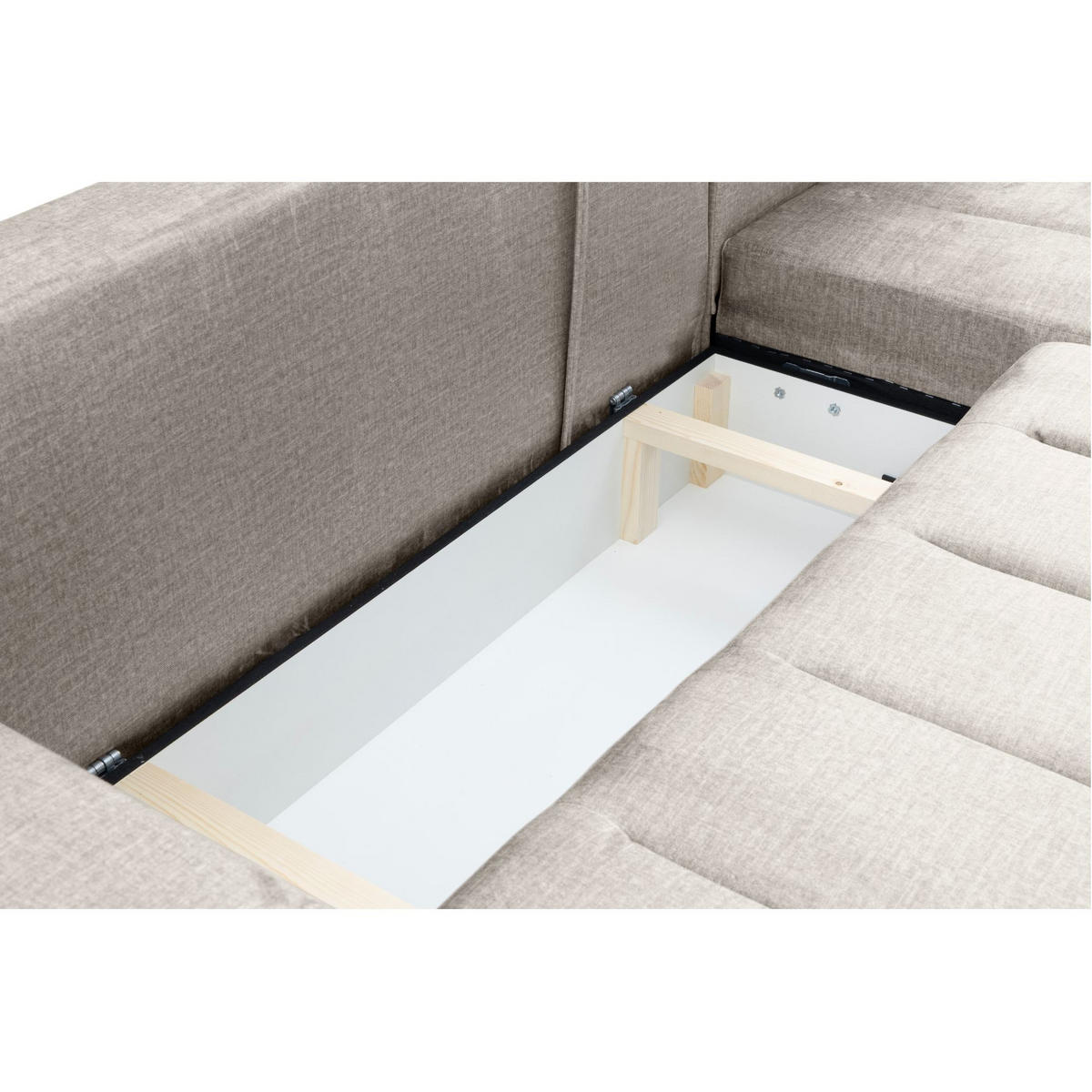 ECKSOFA Piano L Rechts mit Schlaffunktion 137x234 Velours Beige - Beige/Silberfarben, Holz/Textil (178/278cm) - Muffo