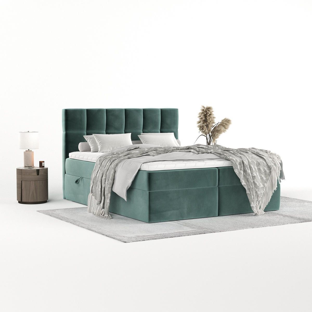 POSTEL BOXSPRING VARENO 180/200 Tyrkysová - černá/tyrkysová, kov/dřevo (180/200cm) - AltaBeds