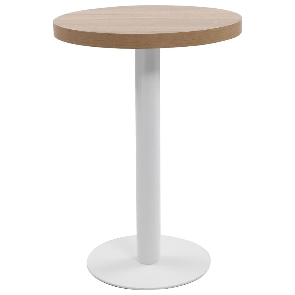 BISTROTISCH Flori rund Hellbraun/Weiß 60 cm MDF - Weiß, Holz (60/60/75cm) - DELUKE