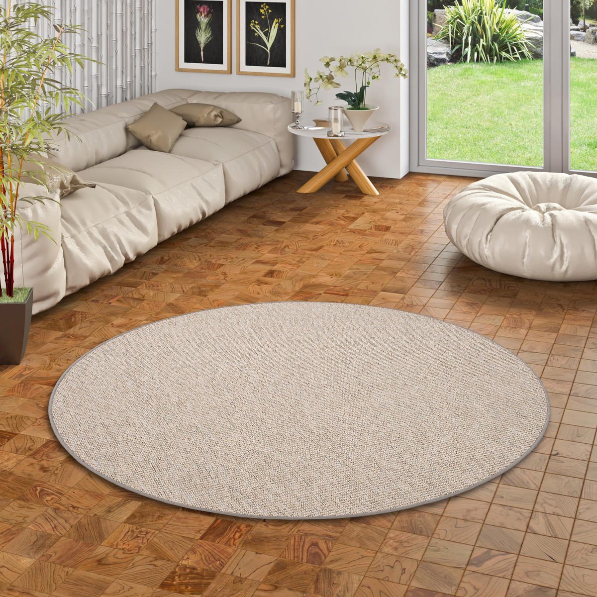 SCHLINGENTEPPICH PRIMO RUND - Grau, Textil (133/133cm) - Snapstyle