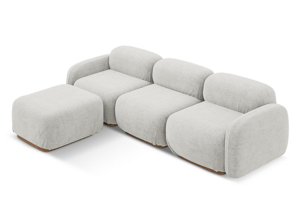 ECKSOFA Beidseitig Bouclé Stoff Grau - Silberfarben/Braun, Holz/Textil (270/190cm) - Makamii