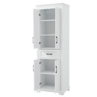 BADEZIMMERSCHRANK Hochschrank 60x40x180 cm Weiß aus MDF mit Türen, Schublade und verstellbaren Einlegeböden - Weiß, Holzwerkstoff (60/180/40cm) - Modfu