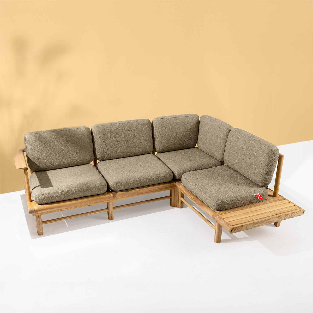LOUNGESOFA ATREDA rechts - Beige, Holz/Textil (230/74/175cm) - KONSIMO®