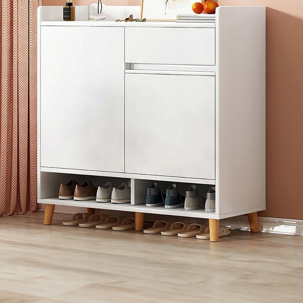 SCHUHSCHRANK Weiß 90/60/32 cm - Weiß, Holz (15/38/85cm) - MUVU