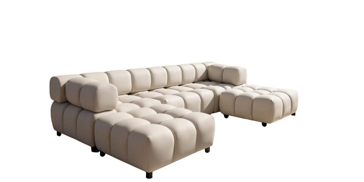 ECKSOFA U-Form Bolla, stoff Bluvel, Creme - Creme, Holz (288/192cm) - Kaiser Möbel