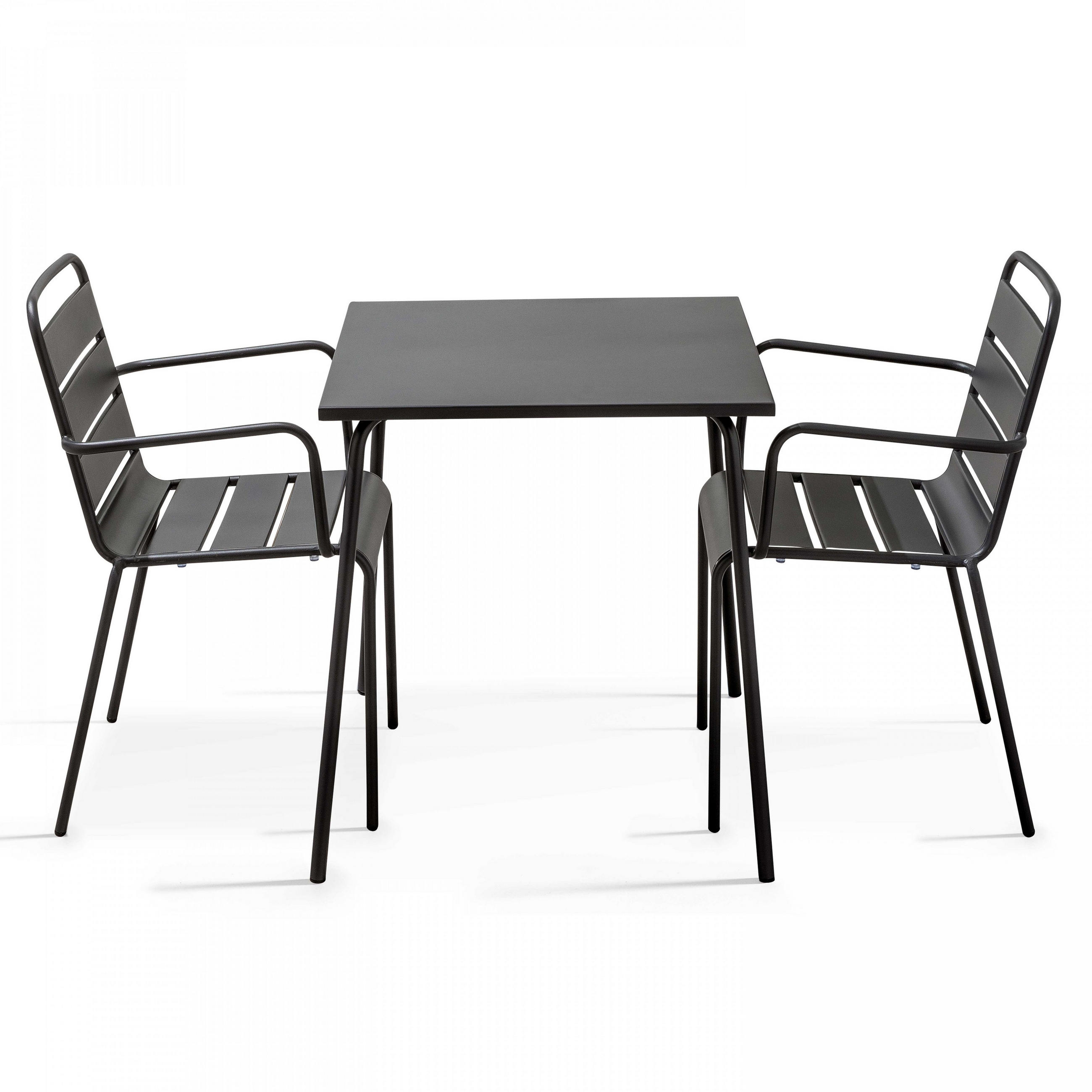 GARTENSET 3-tlg., Grau - Grau, Metall - Oviala