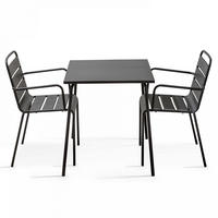 GARTENSET 3-tlg., Grau - Grau, Metall - Oviala