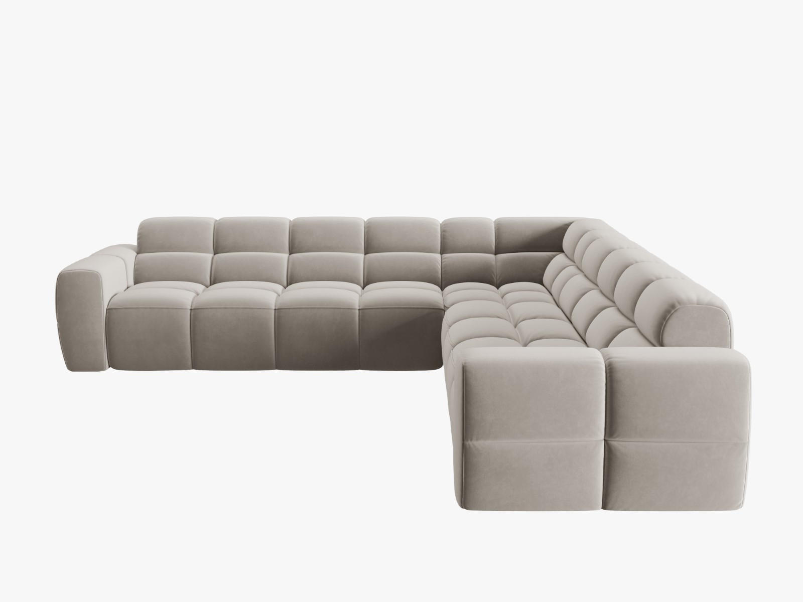 ECKSOFA Lisa aus Samt leichtes beige 5 Sitzplätze - Creme, Textil (310/310cm) - Micadoni