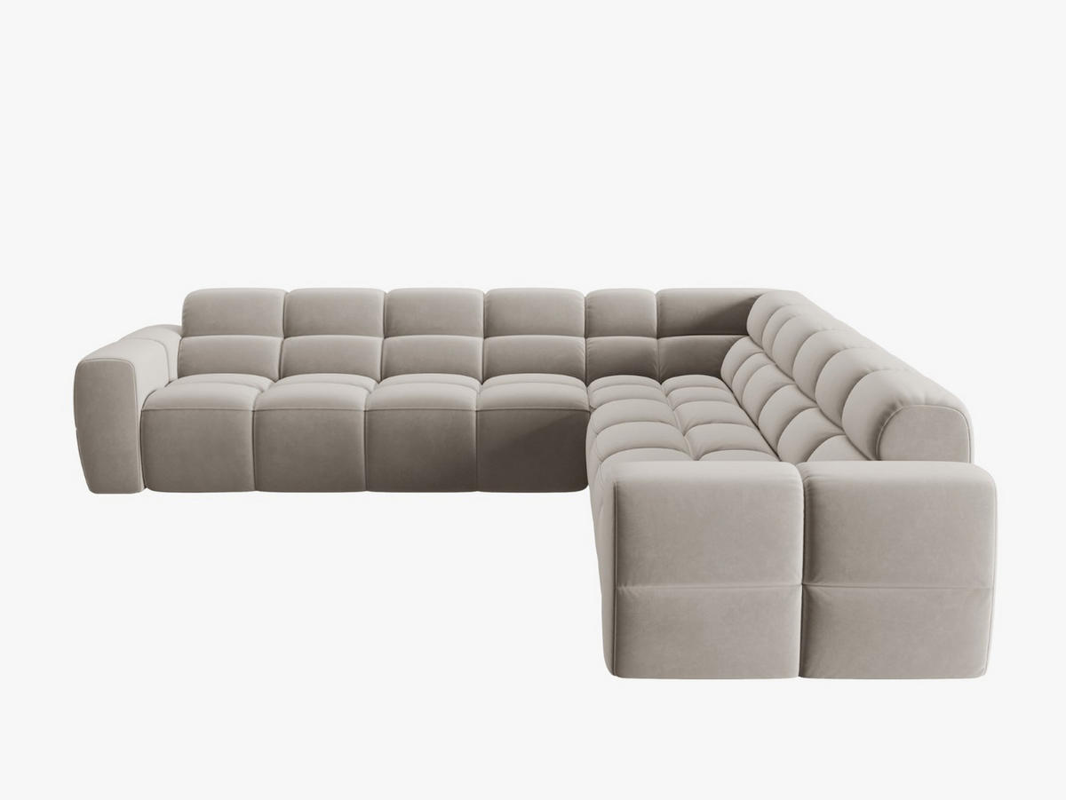 ECKSOFA Lisa aus Samt leichtes beige 5 Sitzplätze - Creme, Textil (310/310cm) - Micadoni
