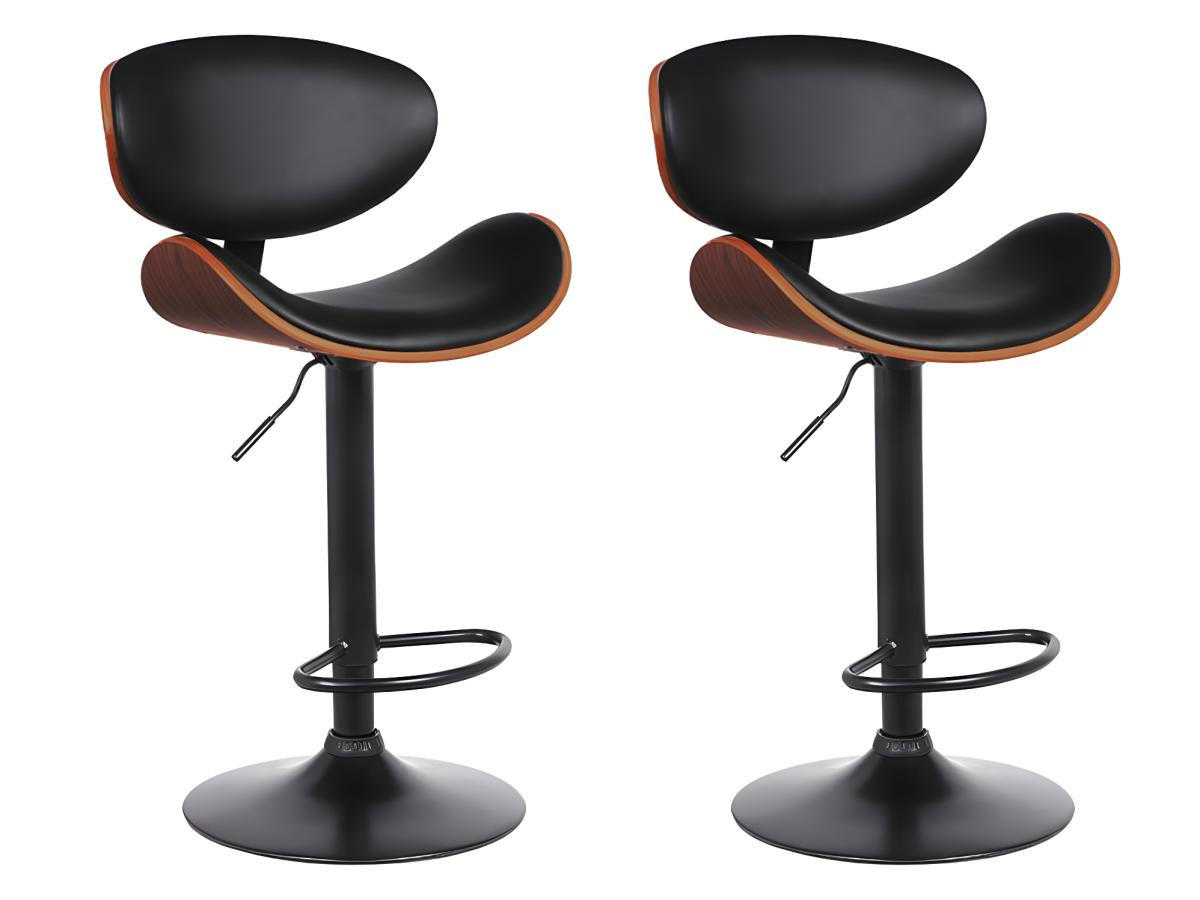 BARHOCKER 2er-Set höhenverstellbar - Kunstleder und Metall - Nussbaumfarben & Schwarz - MONTENEGRO - Schwarz, Leder (46/111/49.5cm) - Vente-Unique