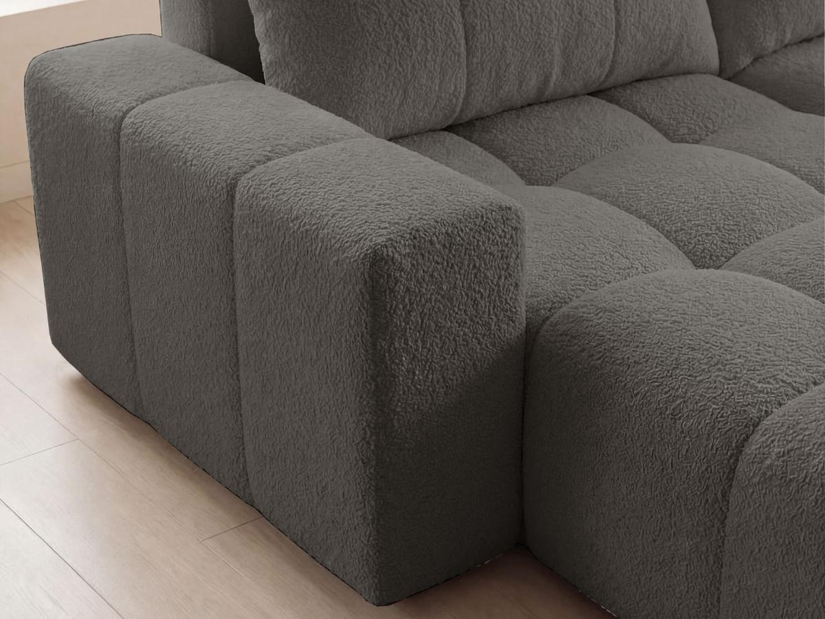 ECKSOFA Bresso Bouclé-Stoff Grau - Grau, Holz/Textil (255/168cm) - Graingold