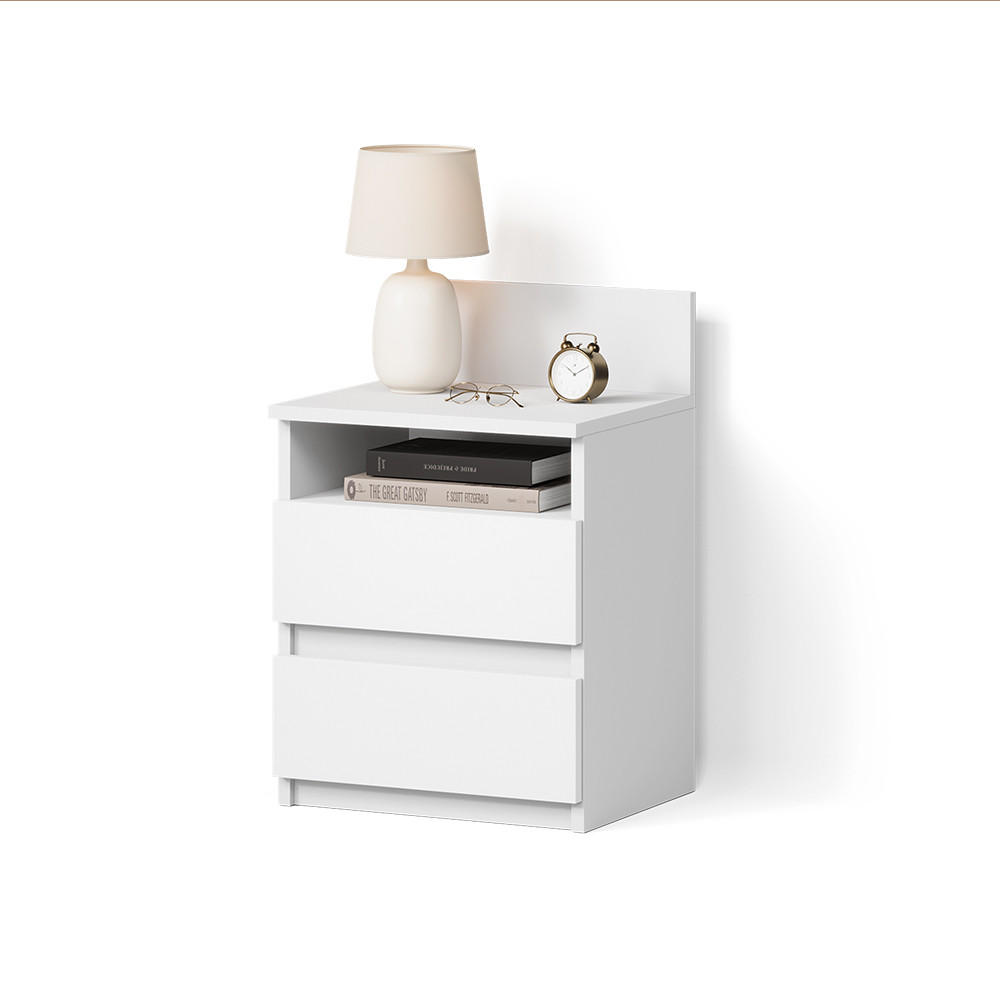 NACHTTISCH Roya, Weiß, 39.6 x 59.1 cm - Weiß, Holzwerkstoff (39.6/59.1/32.3cm) - Livinity®
