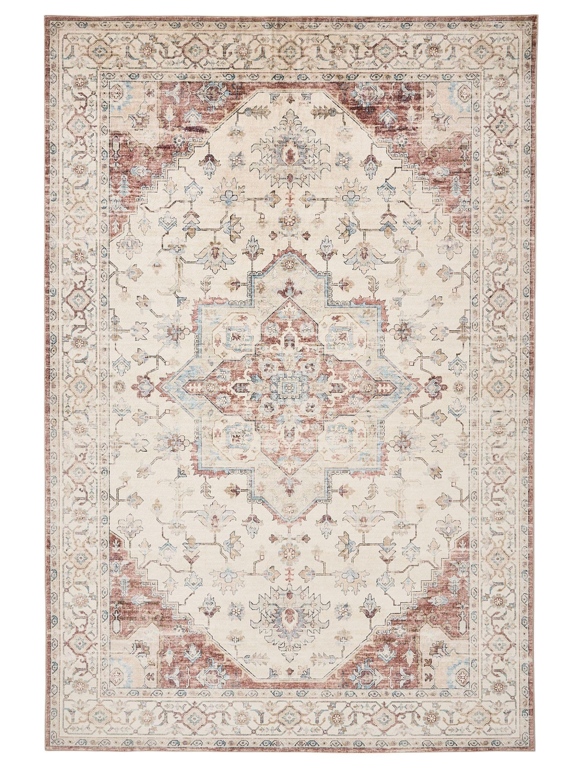 VINTAGE-TEPPICH Miray waschbar 120/170 cm - Rot/Multicolor, Kunststoff (120/170cm) - benuta Nest