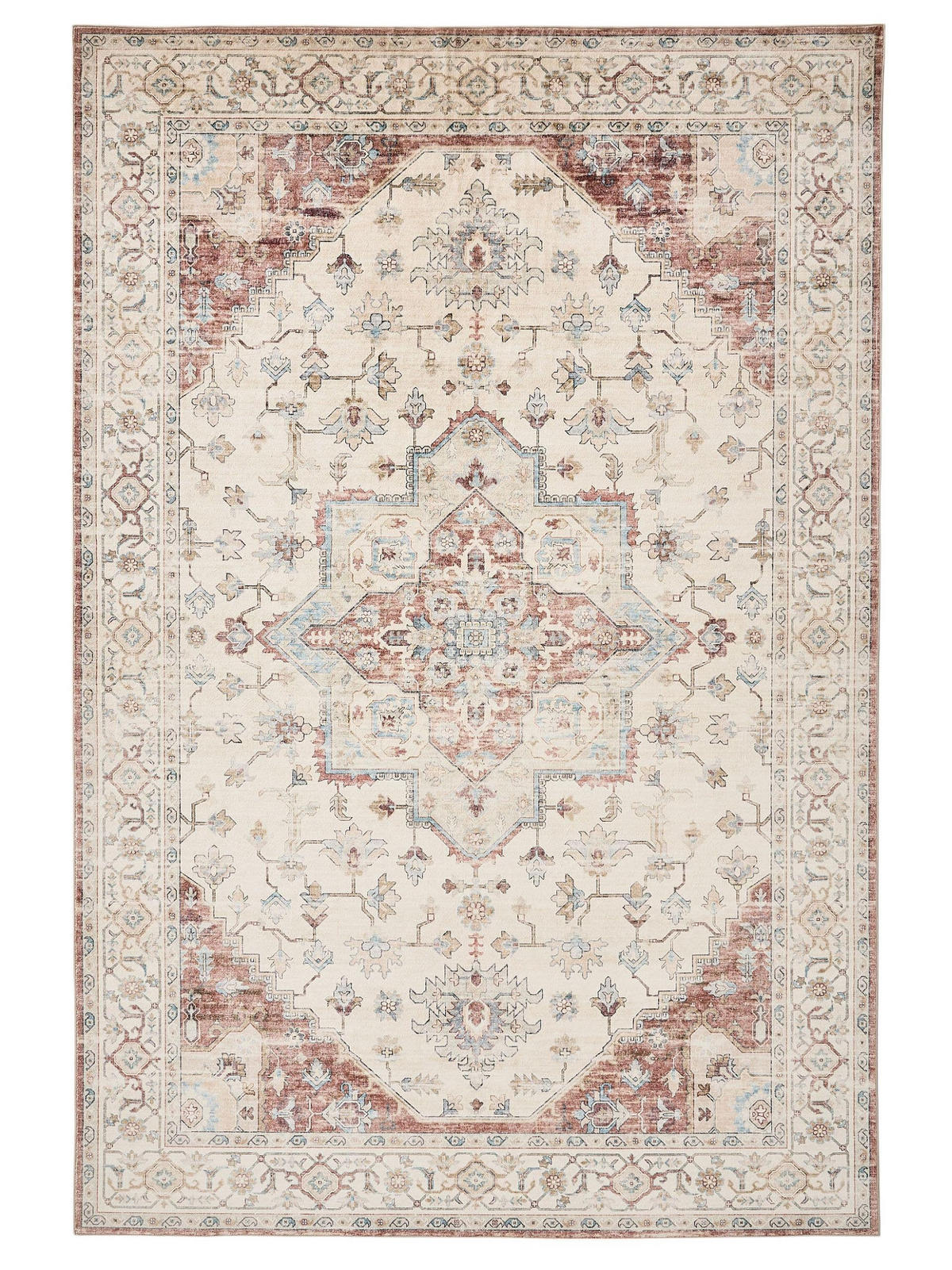 VINTAGE-TEPPICH Miray waschbar 80/150 cm - Rot/Multicolor, Kunststoff (80/150cm) - benuta Nest