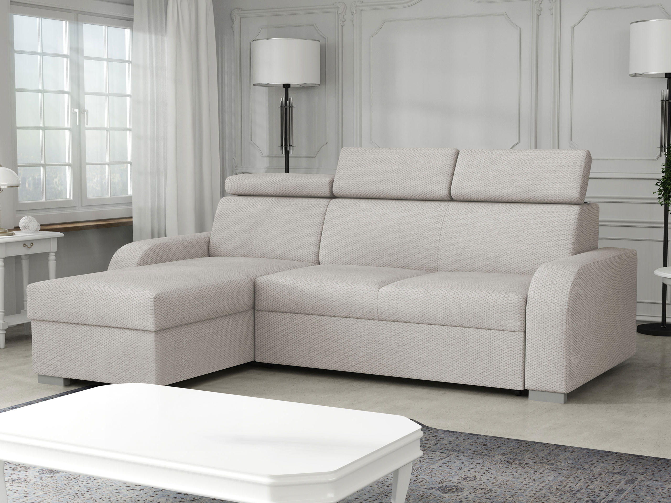 ECKSOFA Oslo 2rLC - Silberfarben/Grau, Holz/Textil (235/170cm) - MIRJAN24