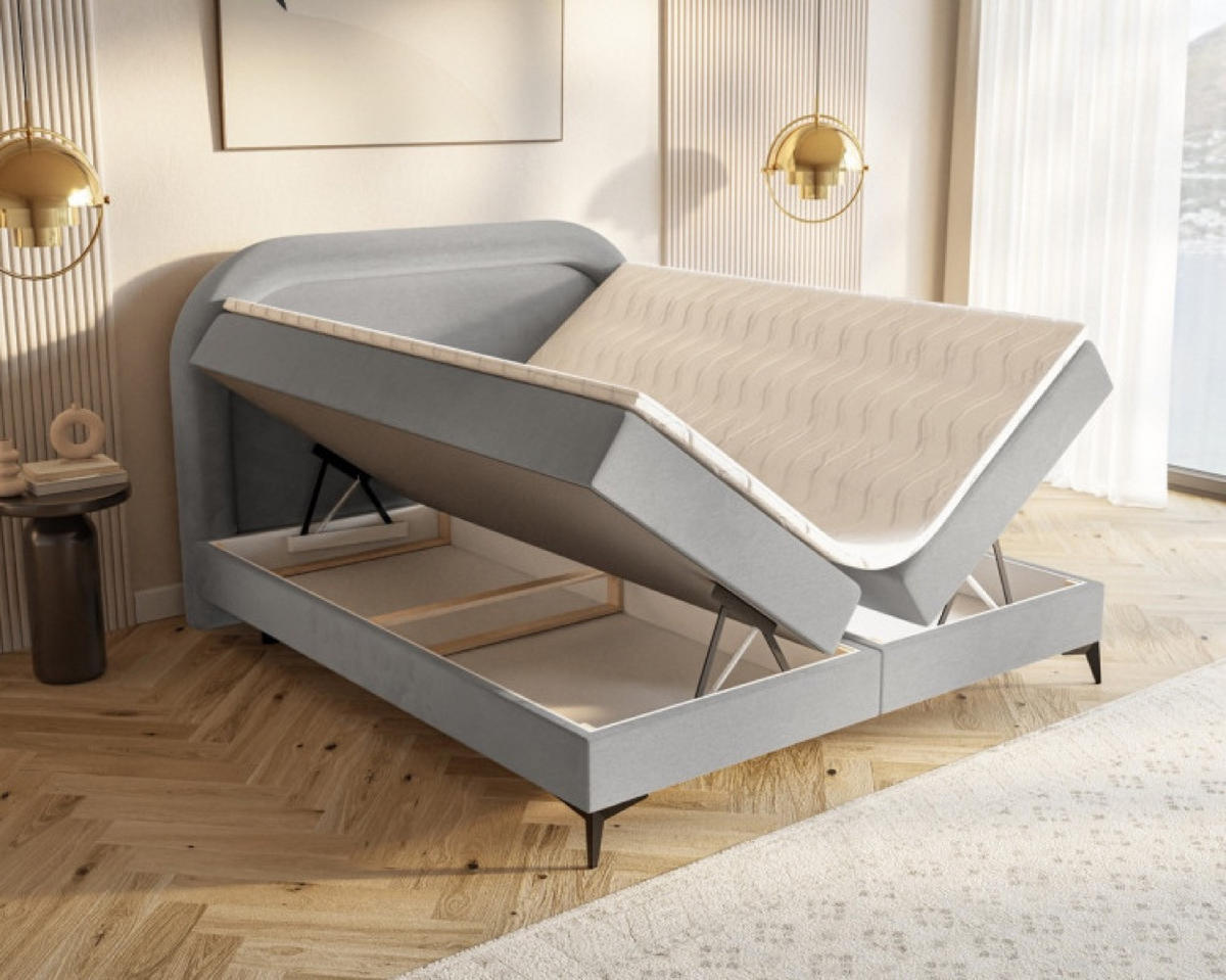 BETT Grau ROSSINI Kontinentalbett Mit Matratze - Grau, Textil (160/200cm) - Sepro Meble