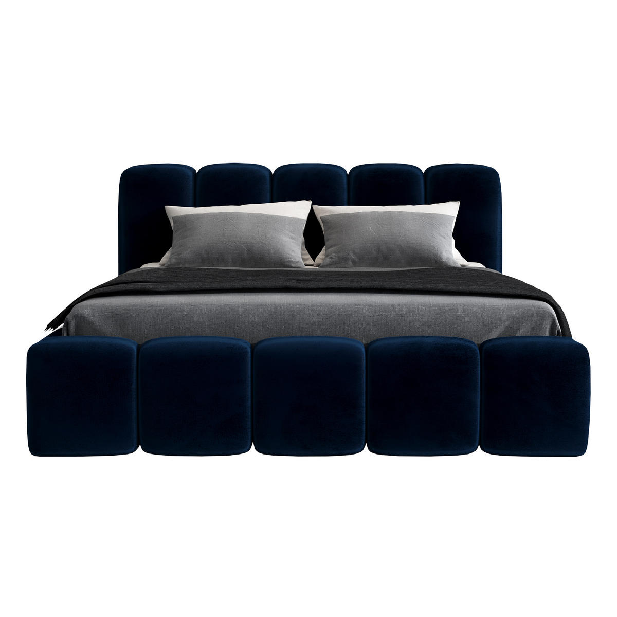 POLSTERBETT SONIC mit Matratze H2 90x200 Dunkelblau - Dunkelblau, Textil (90/200cm) - A&J MöbelLand