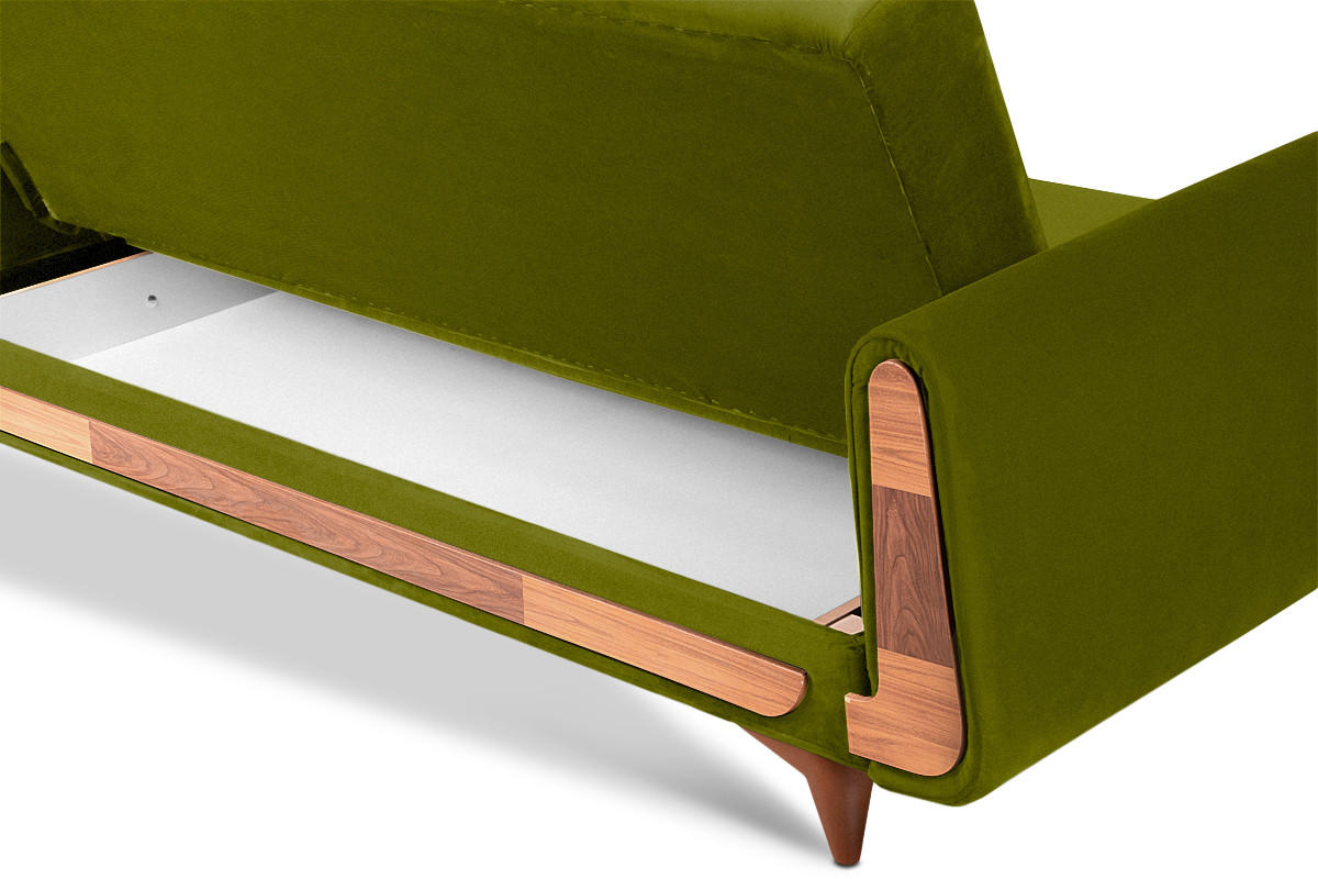 3-SITZER-SCHLAFSOFA GUSTAVO mit Armlehnen, grün - Braun/Olivgrün, Holz/Holzwerkstoff (230/98/98cm) - KONSIMO®