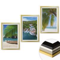 WANDBILDER 3er Set - 40x60 cm Goldrahmen - Strand, Boot, Wasserfälle, Palmen - Goldfarben, Kunststoff (40/60cm) - ArtPrintCave