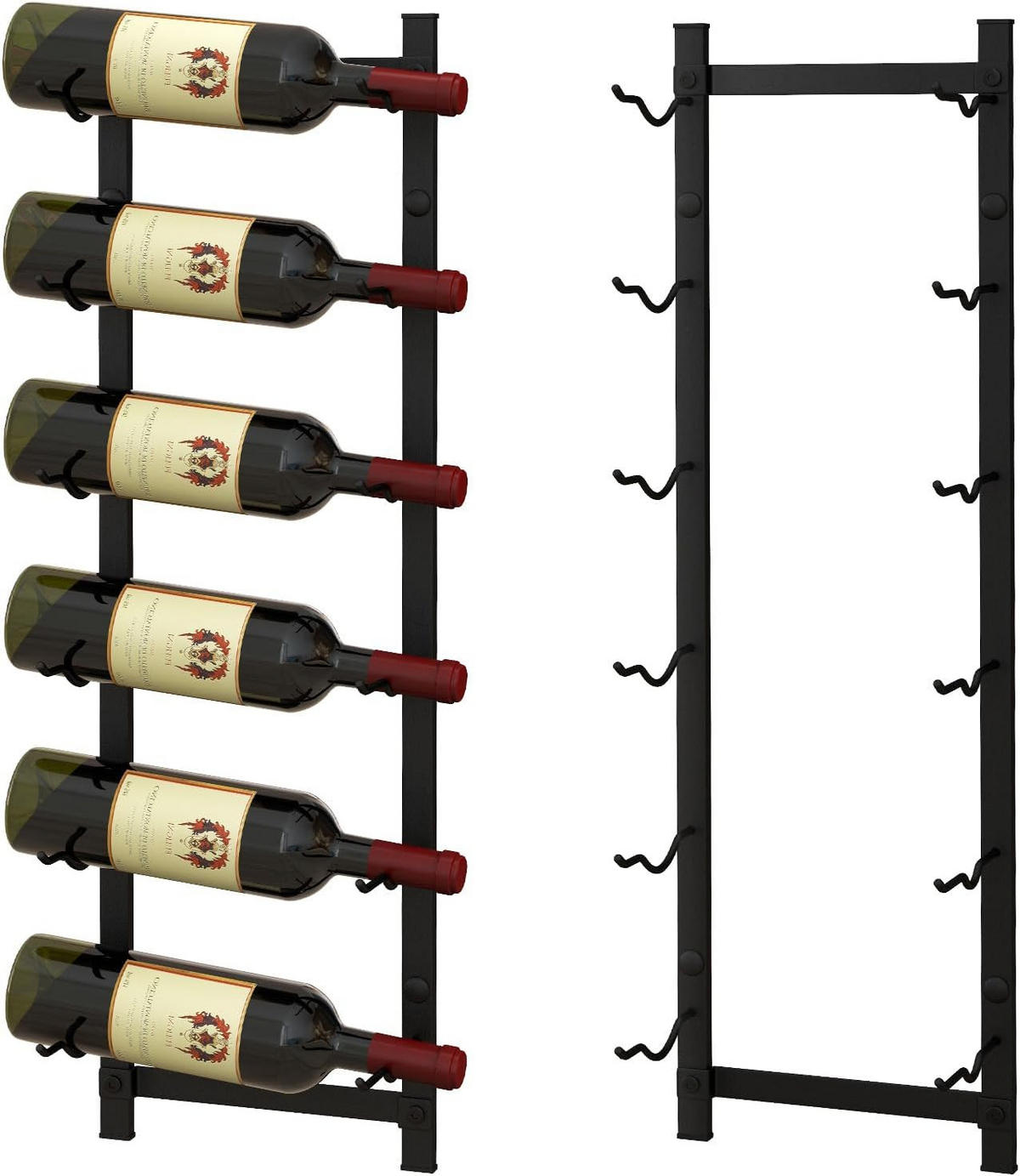 WEINREGAL Schwarz - Schwarz, Metall (22/73/14cm) - COSTWAY