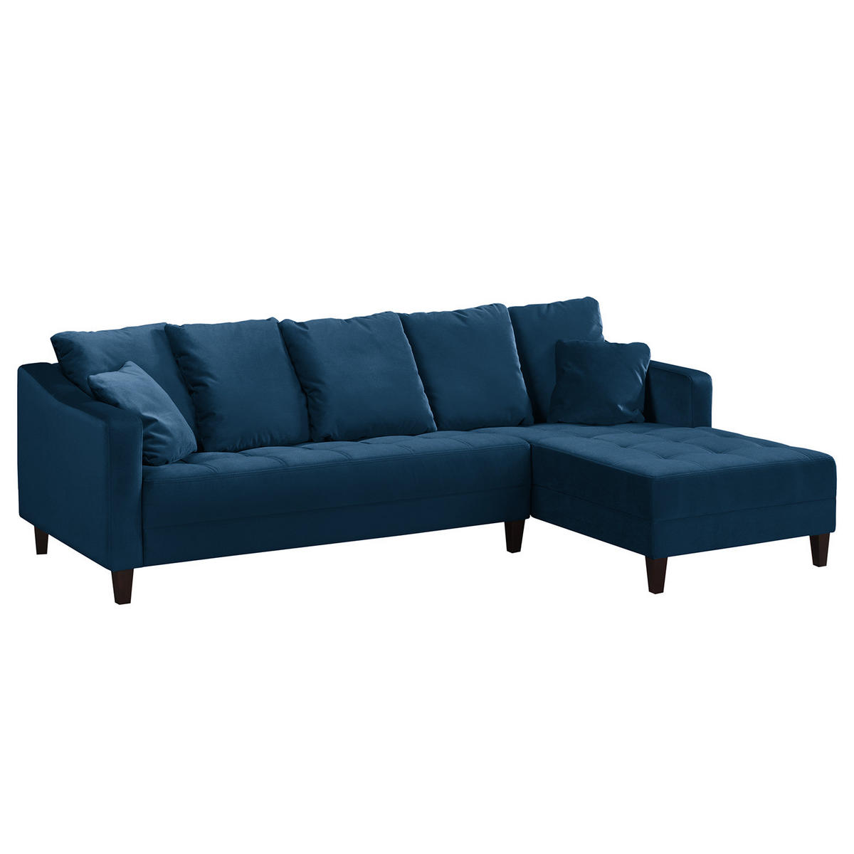 ECKSOFA mit Ottomane - Samt - Petrol, Textil (254/165cm) - home24