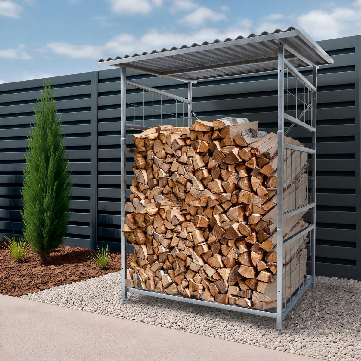 KAMINHOLZREGAL 120/110/191 cm Metall Metall - Chromfarben, Metall (120/191/110cm) - CLP