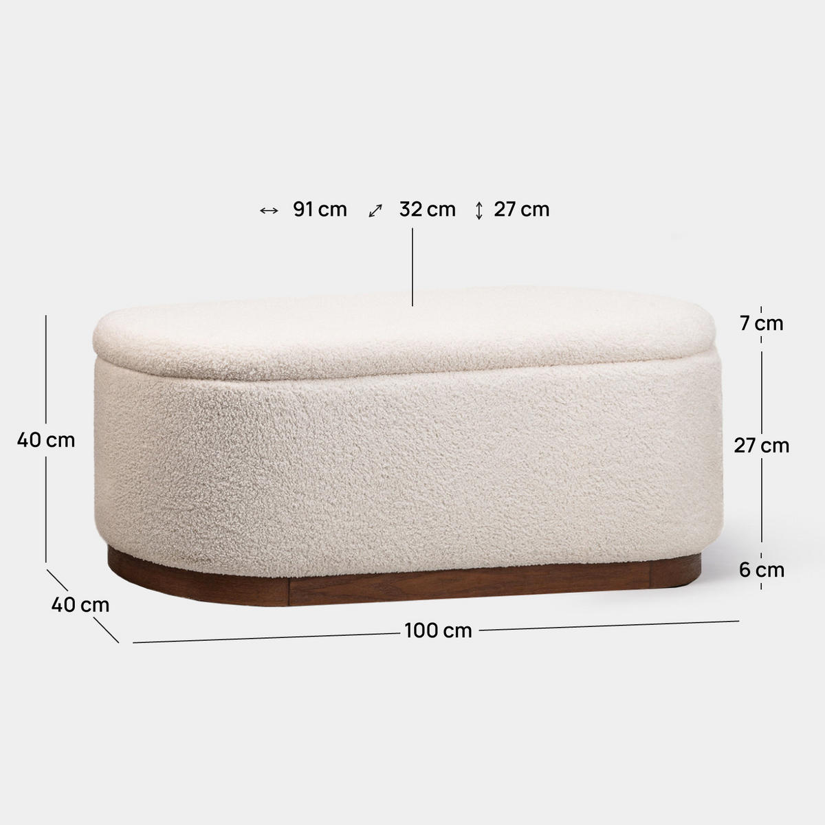 KOMMODE Isola Weiß 100 cm x 40 cm - Weiß, Textil (100/40/40cm) - Klast Home