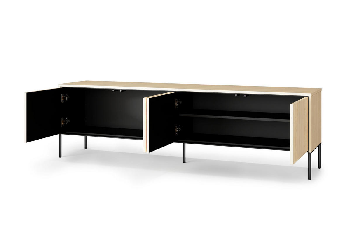 TV-LOWBOARD FAVOS 05 193/57/40 cm in Eiche Vincenza hell und Schwarz mit LED - Eichefarben/Schwarz, Holzwerkstoff (193/57/40cm) - Deine Möbel 24