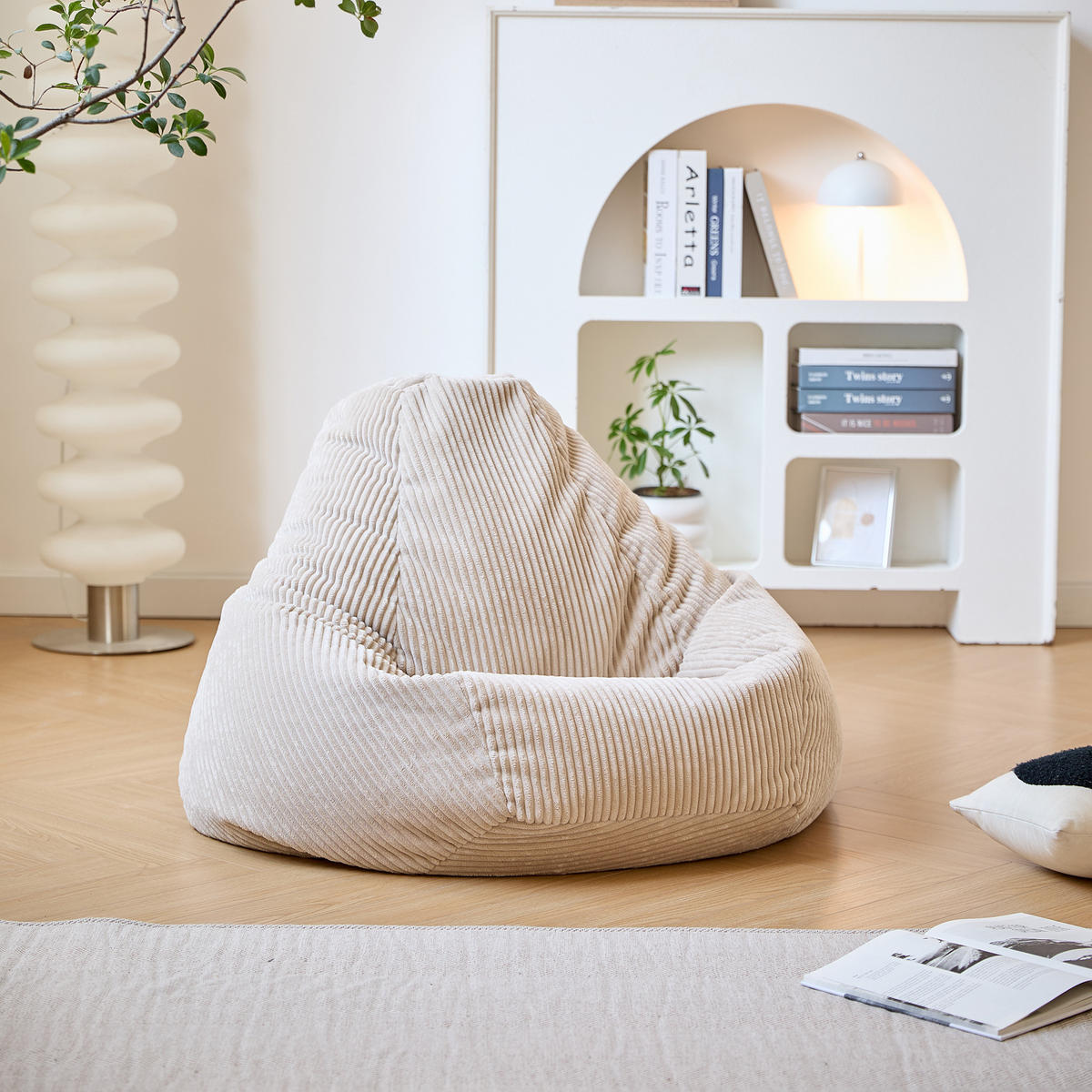 POUF kord Beige - Beige, Textil (90/73/84cm) - Nordlys