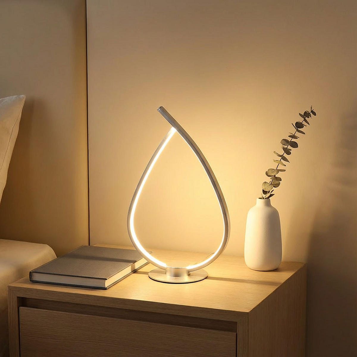 TISCHLEUCHTE LED, Metall, silber matt, Schnurschalter - Silberfarben, Metall (20.5/12/37.5cm) - Globo Lighting