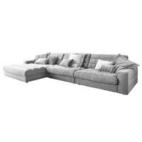 ECKSOFA XL LANA Hellgrau Cord - Hellgrau/Schwarz, Textil (416/205cm) - KAWOLA