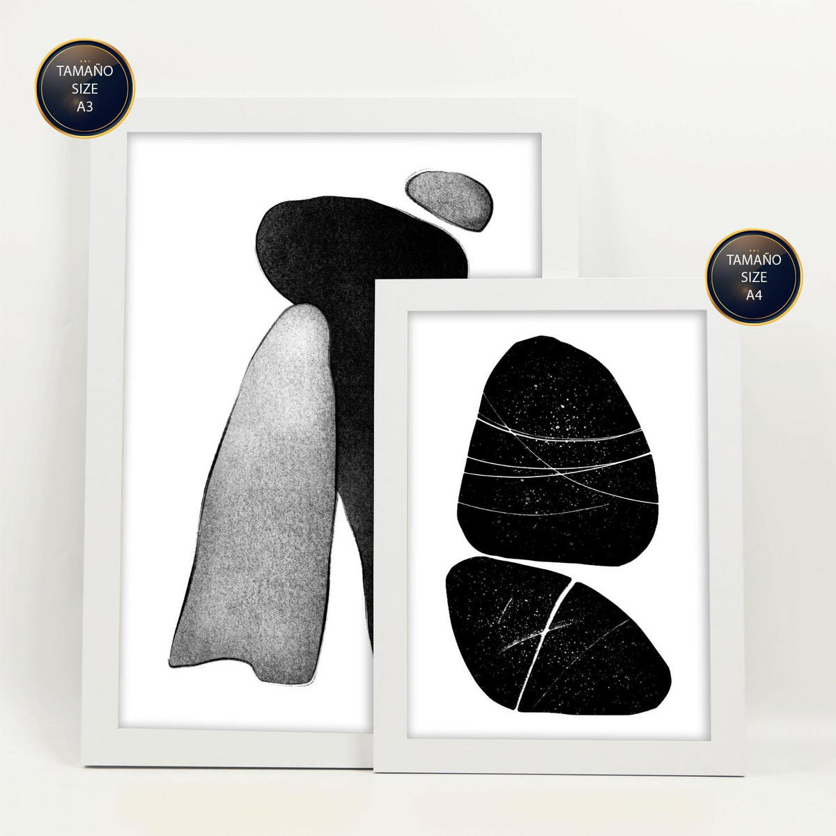 POSTER Set Mit 6 Kopflose abstrakte Liebhaber Größe A3 & A4 Weißer Rahmen - Weiß, Papier (29.7/1cm) - Nacnic