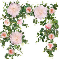 BLUMENGIRLANDE 190 cm Grün Rosa - Rosa, Kunststoff (10cm)