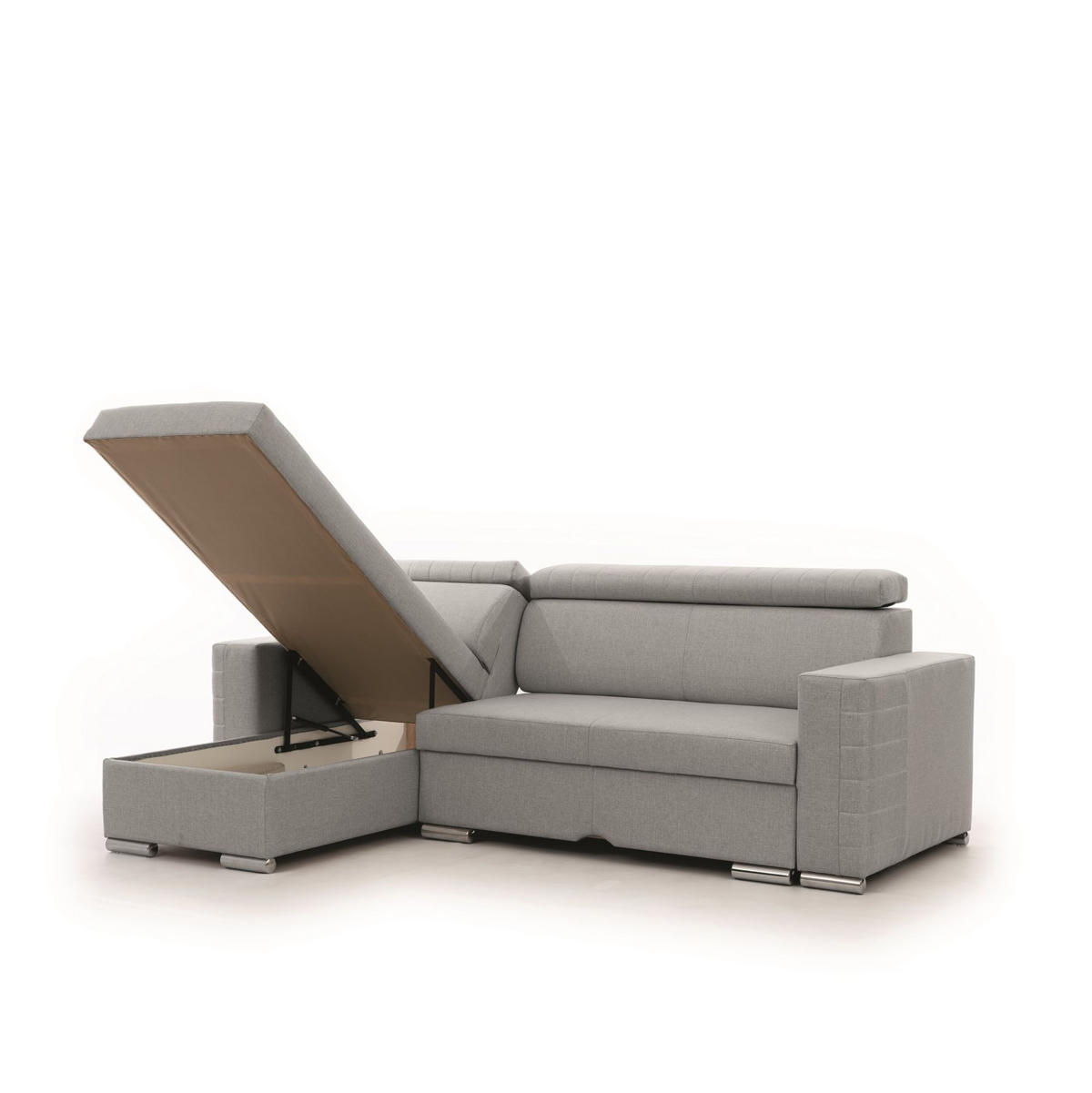 ECKSOFA Canton In Liverpool - Grau, Holzwerkstoff/Textil (260/173cm) - Fun Möbel