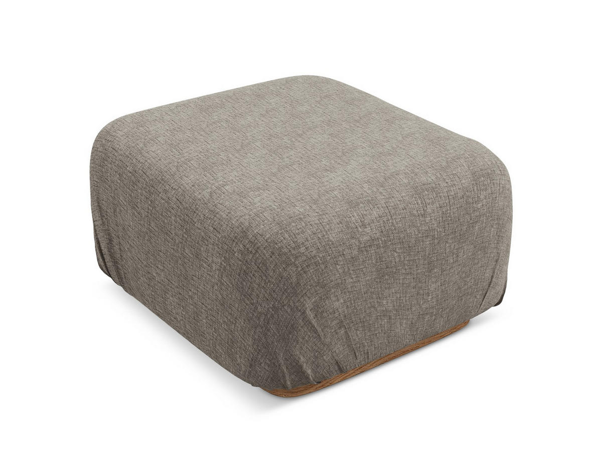 POUF Chenille Stoff Grau - Taupe/Braun, Holz/Textil (83/95/41cm) - Makamii