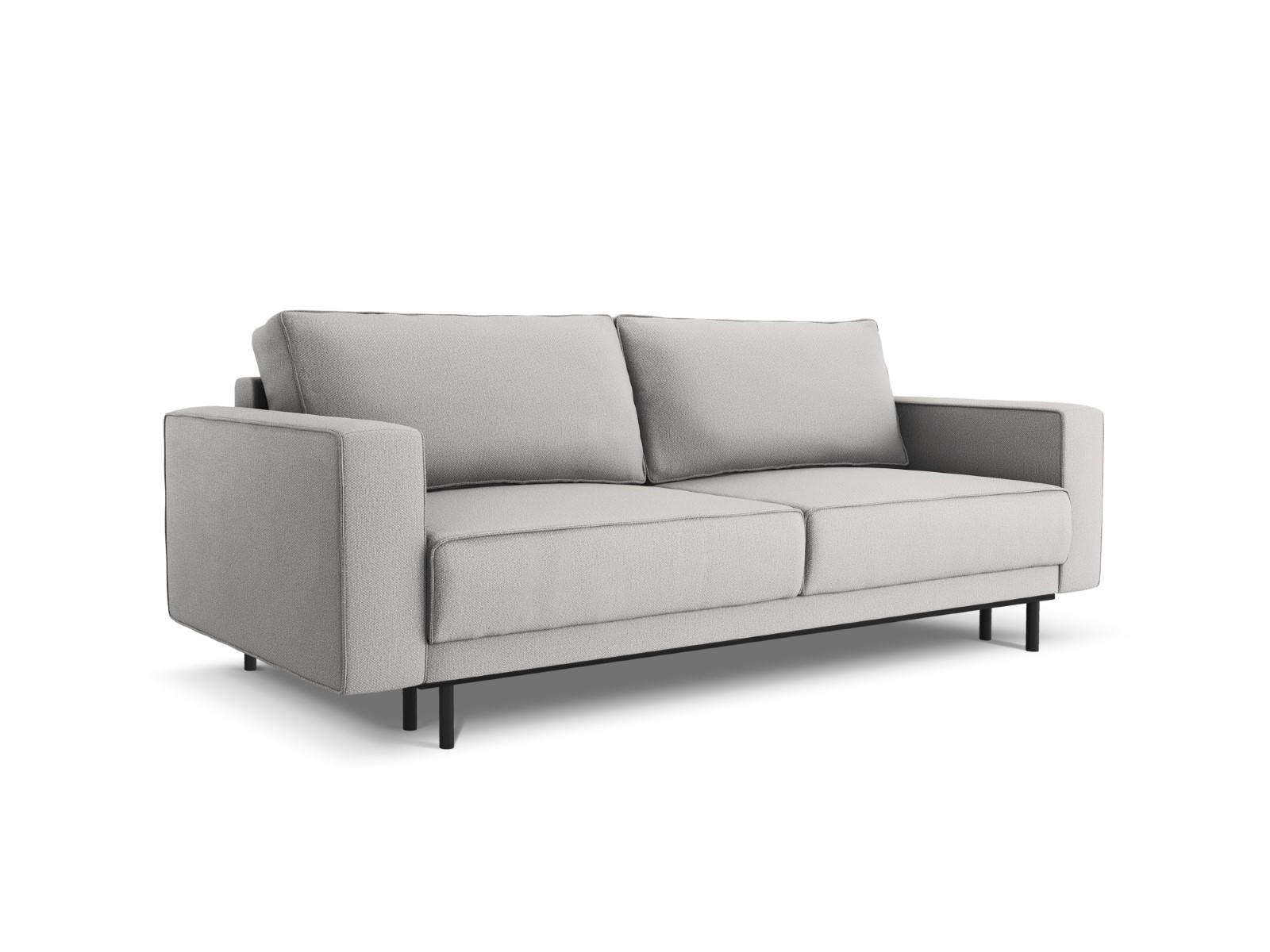 AUSKLAPPBARES-SOFA mit Bettkasten Caro aus strukturiertem Stoff hellgrau 3 Sitzplätze - Hellgrau, Textil (97/93/236cm) - Micadoni