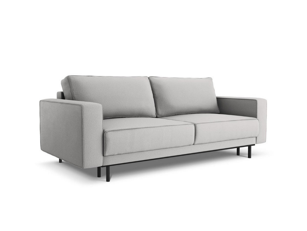 AUSKLAPPBARES-SOFA mit Bettkasten Caro aus strukturiertem Stoff hellgrau 3 Sitzplätze - Hellgrau, Textil (97/93/236cm) - Micadoni