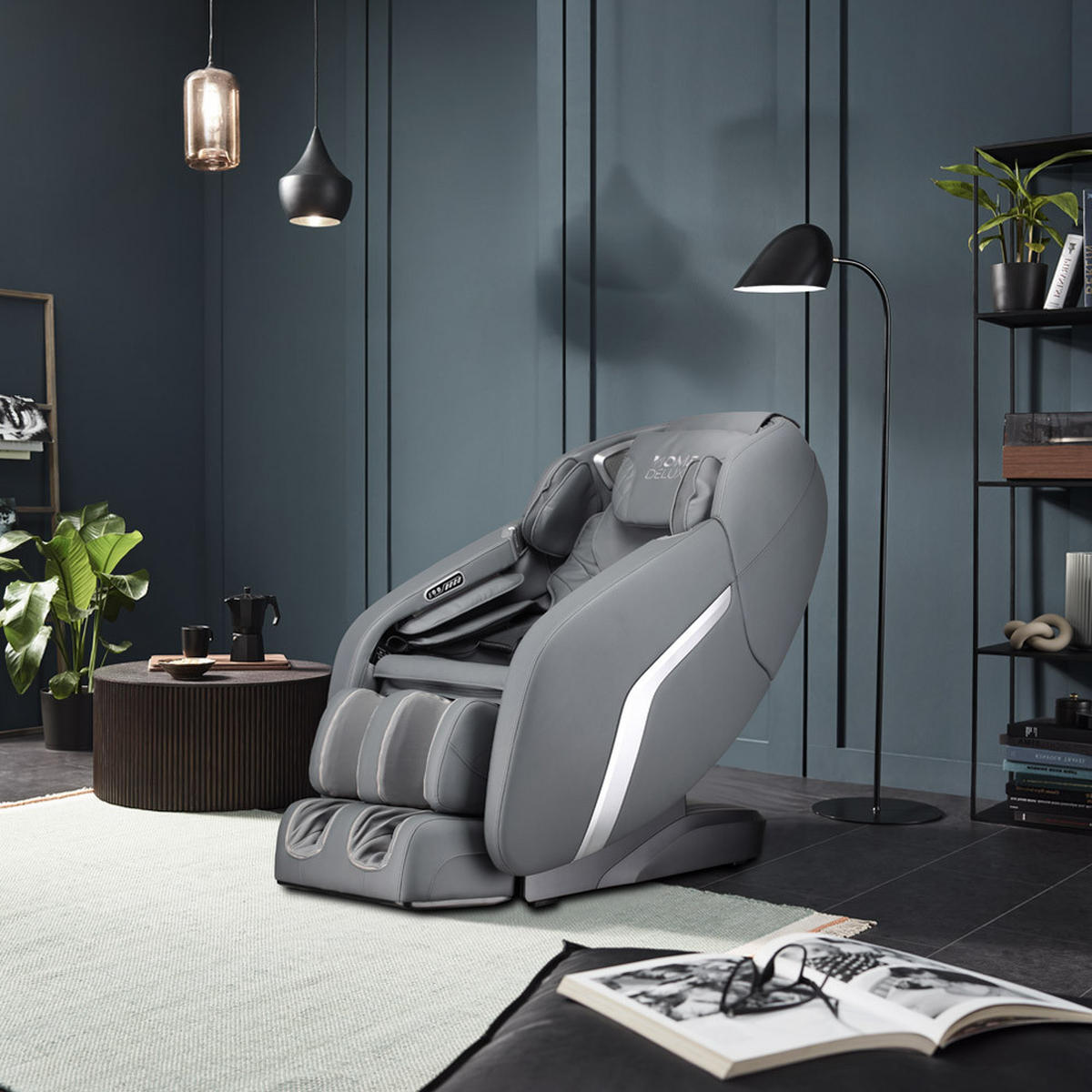 MASSAGESESSEL DUNES - Farbe: Anthrazit - Anthrazit, Leder (147/113/76cm) - Home Deluxe