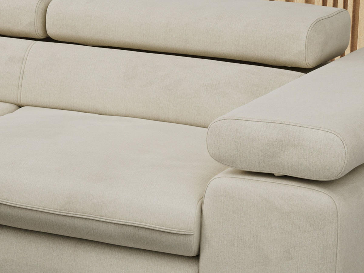 ECKSOFA PETER L Beige Velvet - Links Seite - Beige/Schwarz, Textil/Metall (208/273cm) - MKS