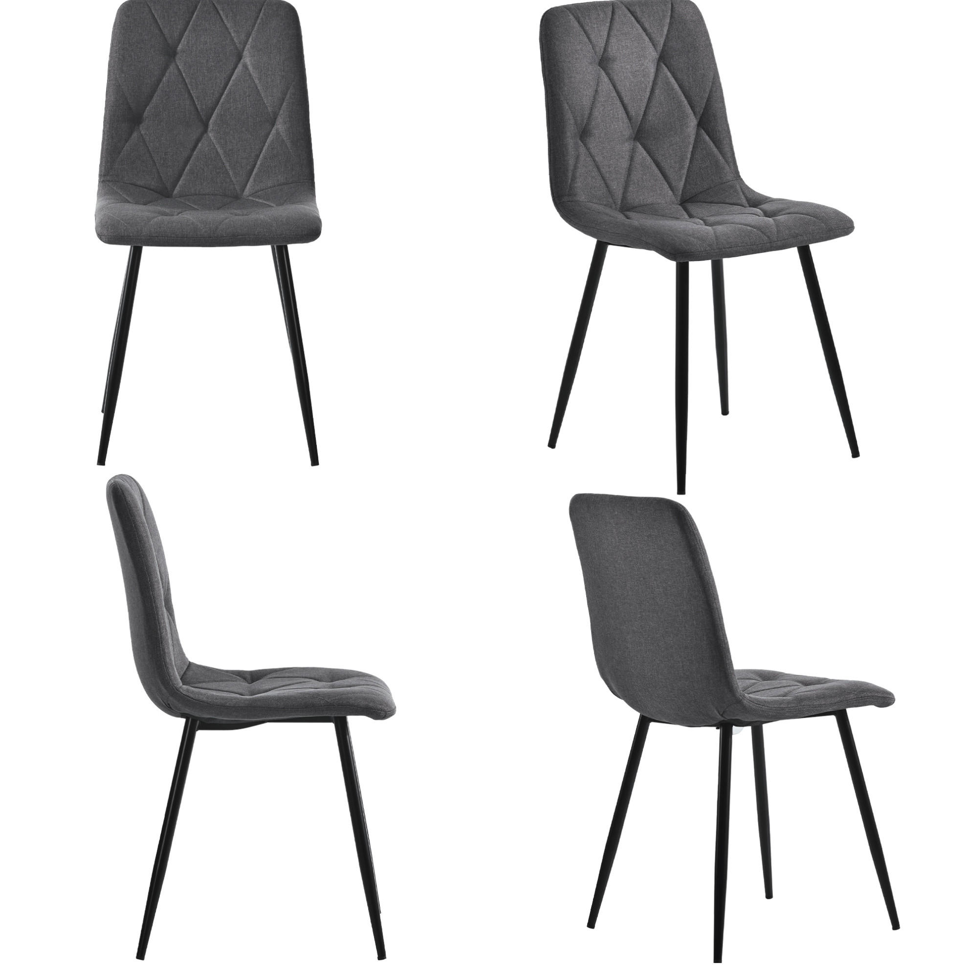 ESSZIMMERSTUHL 4er-Set gepolstert Grau mit Metallbeinen - Grau, Metall (40/86/45cm) - Meubliv