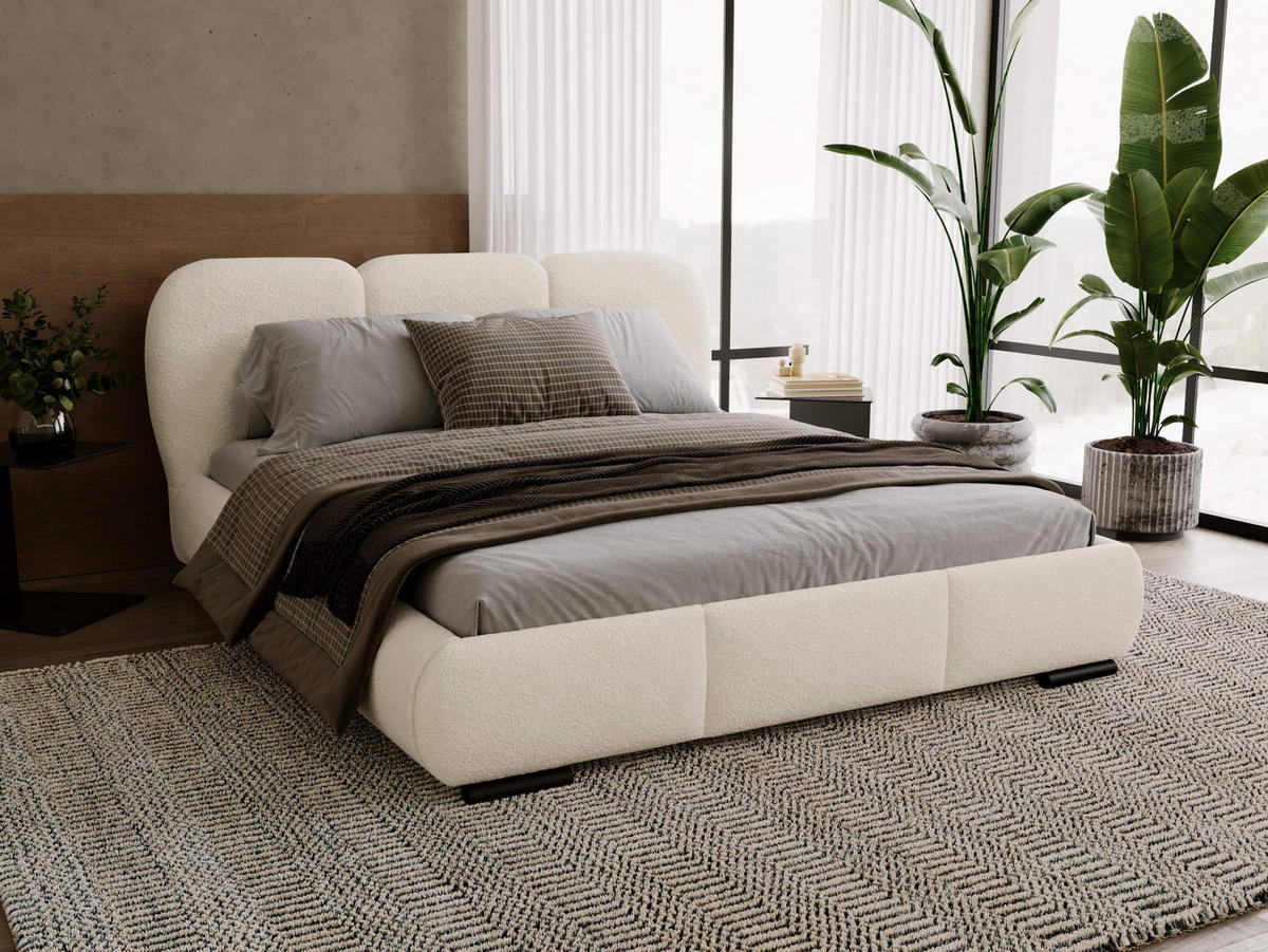 POLSTERBETT Rosa - Eichefarben/Creme, Holz/Textil (160/200cm) - MIRJAN24