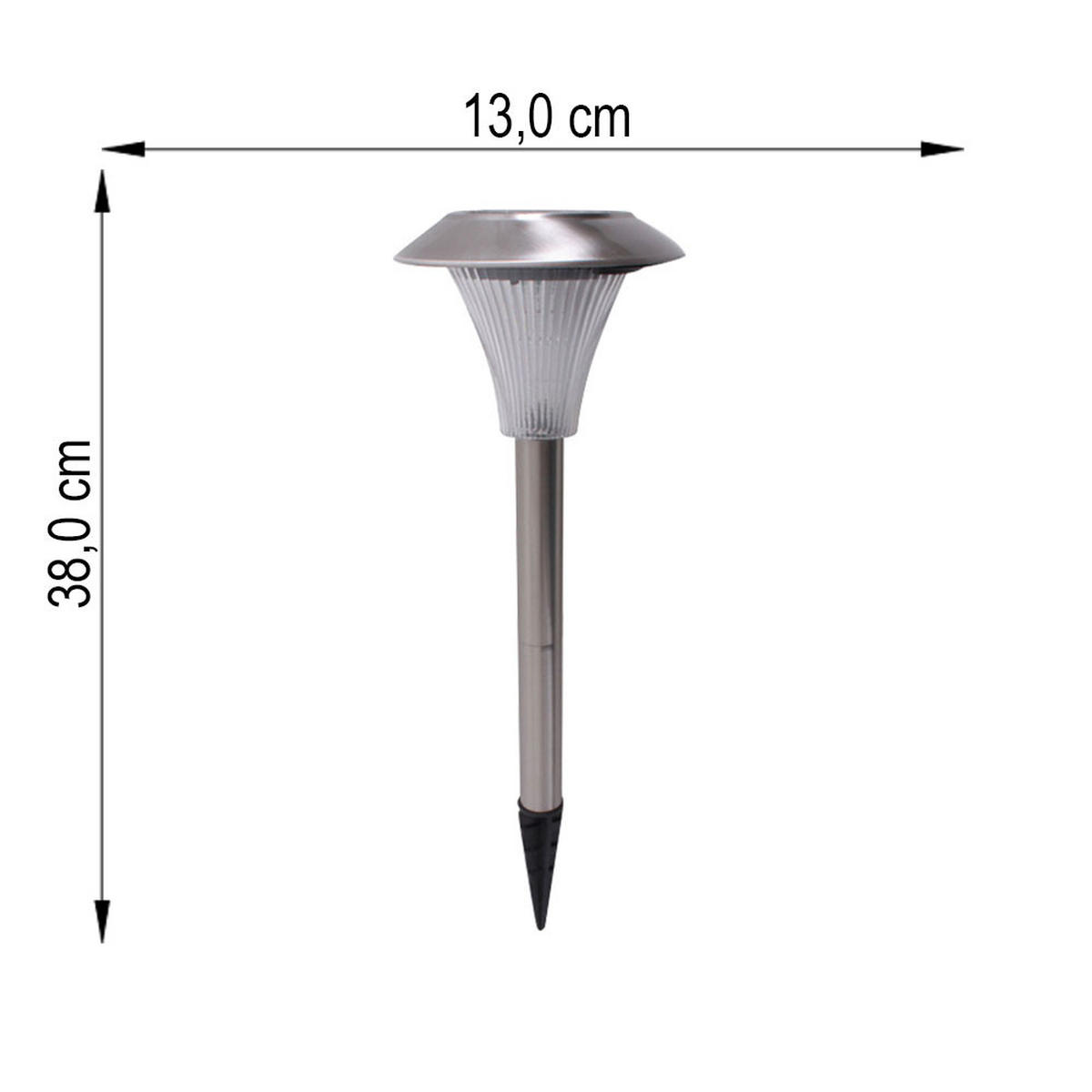 STECKERLEUCHTE LED, Edelstahl, Silber, Solar, Sensor - Silberfarben, Metall (13/13/38cm)