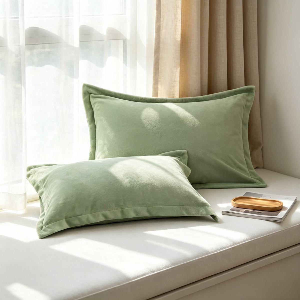 KISSENBEZÜGE – 48*74cm – Hellgrün (Paar) - Hellgrün, Textil (48/74cm)