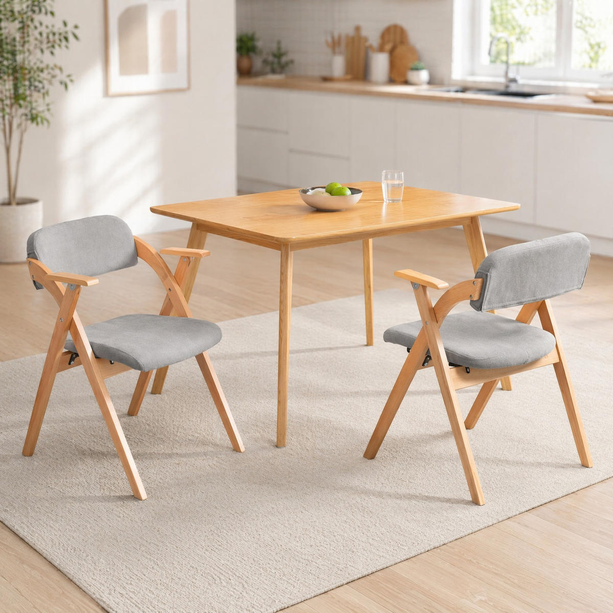 KLAPPSTUHL mit Armlehnen 2er-Set Buchenholz Grau - Grau, Holz (60/79/52.5cm) - Meubliv