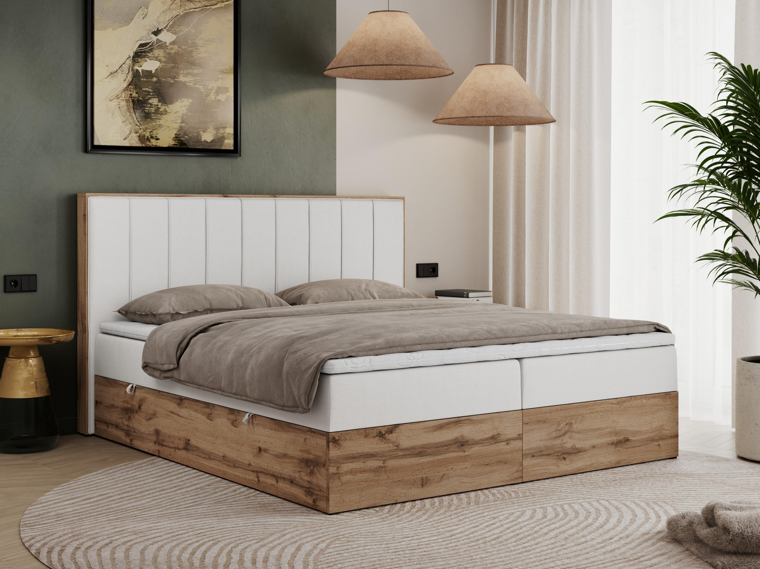 BOXBETT BELLISSIMO 140/200 Weiß Kunstleder - H3 - Weiß, Holz/Textil (140/200cm) - MKS